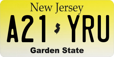 NJ license plate A21YRU