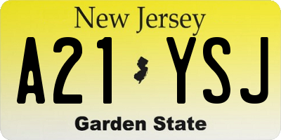NJ license plate A21YSJ