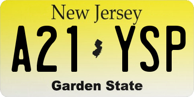 NJ license plate A21YSP
