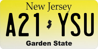NJ license plate A21YSU