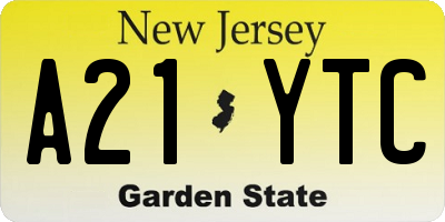 NJ license plate A21YTC