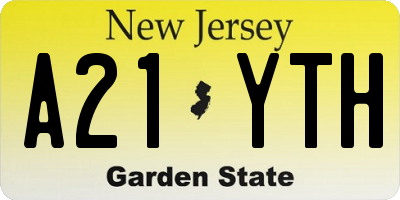NJ license plate A21YTH