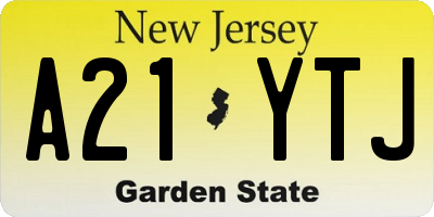 NJ license plate A21YTJ