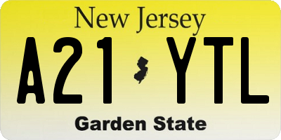 NJ license plate A21YTL