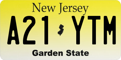 NJ license plate A21YTM