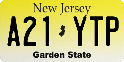 NJ license plate A21YTP