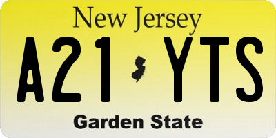 NJ license plate A21YTS