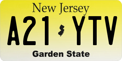 NJ license plate A21YTV