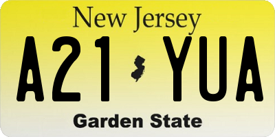 NJ license plate A21YUA
