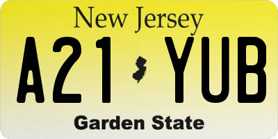 NJ license plate A21YUB