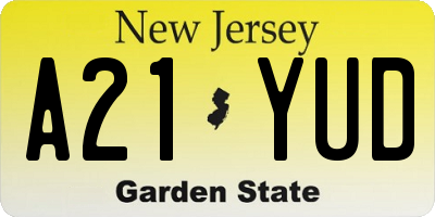 NJ license plate A21YUD