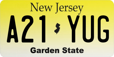 NJ license plate A21YUG