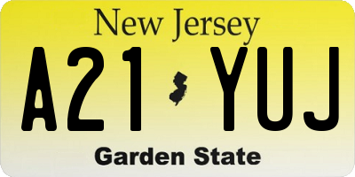 NJ license plate A21YUJ