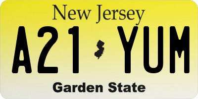 NJ license plate A21YUM
