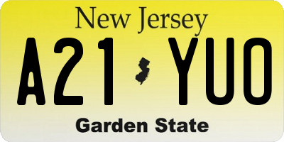 NJ license plate A21YUO