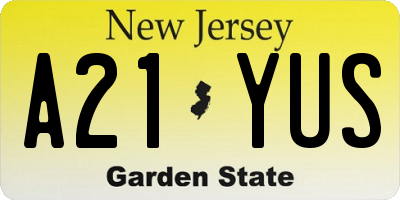 NJ license plate A21YUS