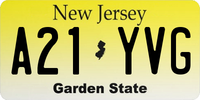 NJ license plate A21YVG