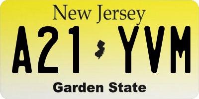 NJ license plate A21YVM