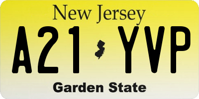 NJ license plate A21YVP
