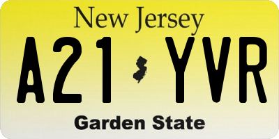 NJ license plate A21YVR