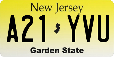 NJ license plate A21YVU