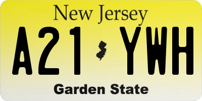 NJ license plate A21YWH