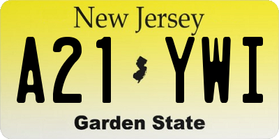 NJ license plate A21YWI