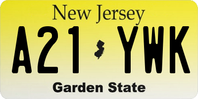 NJ license plate A21YWK