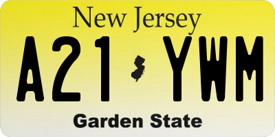 NJ license plate A21YWM