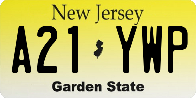 NJ license plate A21YWP