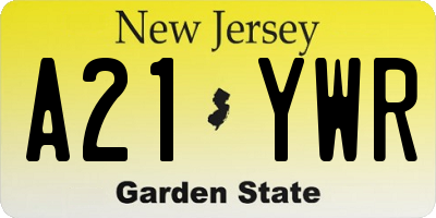 NJ license plate A21YWR