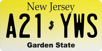 NJ license plate A21YWS