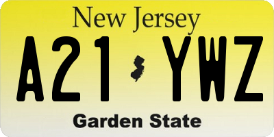 NJ license plate A21YWZ