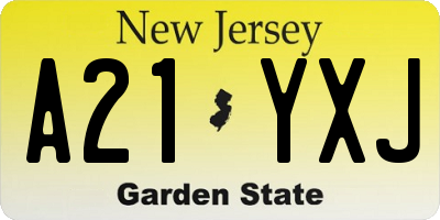 NJ license plate A21YXJ
