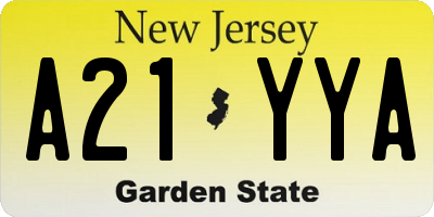 NJ license plate A21YYA