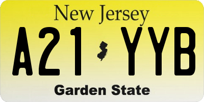 NJ license plate A21YYB