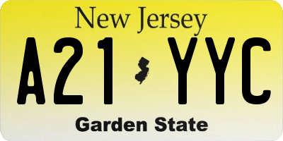 NJ license plate A21YYC