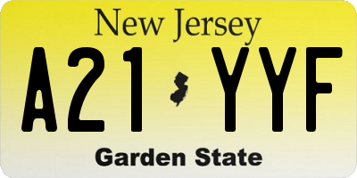 NJ license plate A21YYF