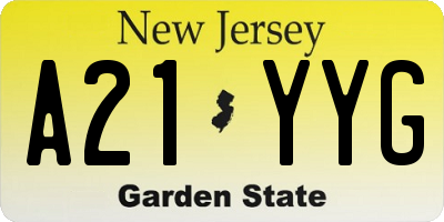 NJ license plate A21YYG