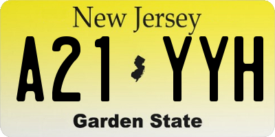 NJ license plate A21YYH