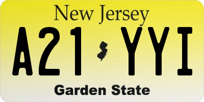 NJ license plate A21YYI