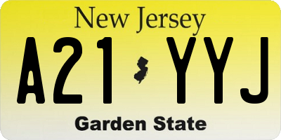 NJ license plate A21YYJ