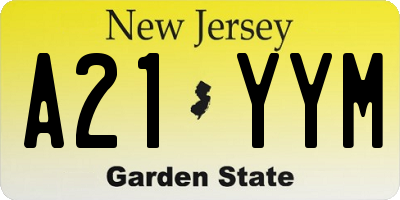 NJ license plate A21YYM