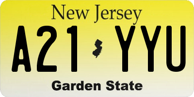 NJ license plate A21YYU