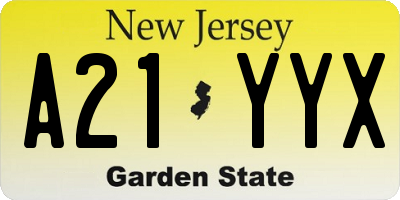 NJ license plate A21YYX
