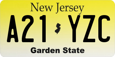 NJ license plate A21YZC