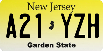 NJ license plate A21YZH