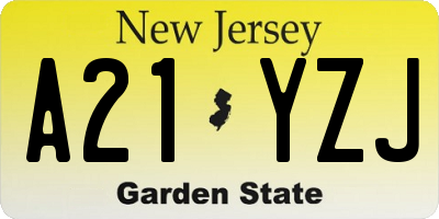 NJ license plate A21YZJ