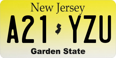 NJ license plate A21YZU
