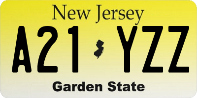 NJ license plate A21YZZ